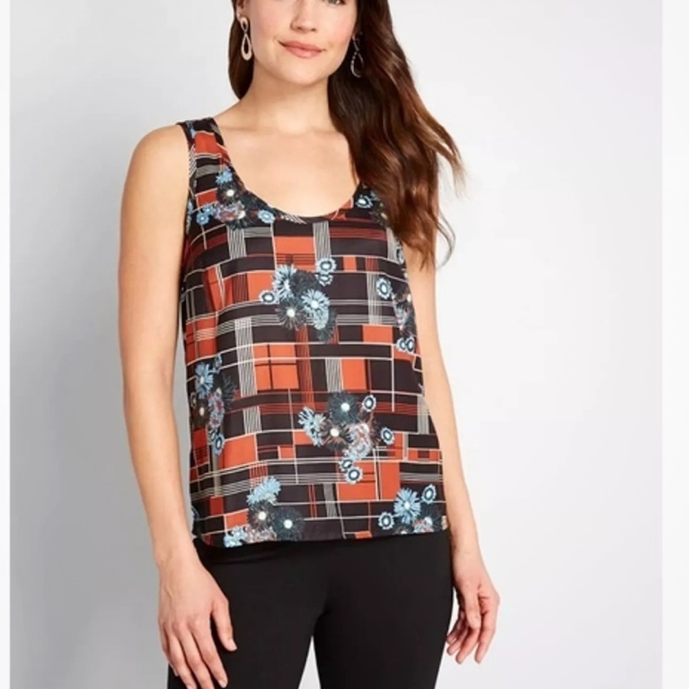 ModCloth At First Sight Womens Sleeveless Blouse Size Medium‎ Art Deco Boho